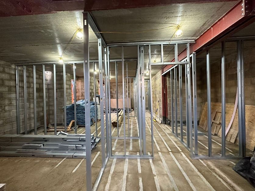 Interior metal stud wall framing