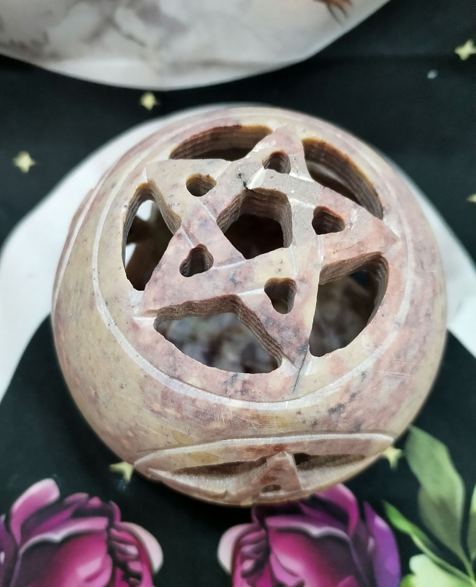 Miniatura: Portavela piedra calado pentagrama 