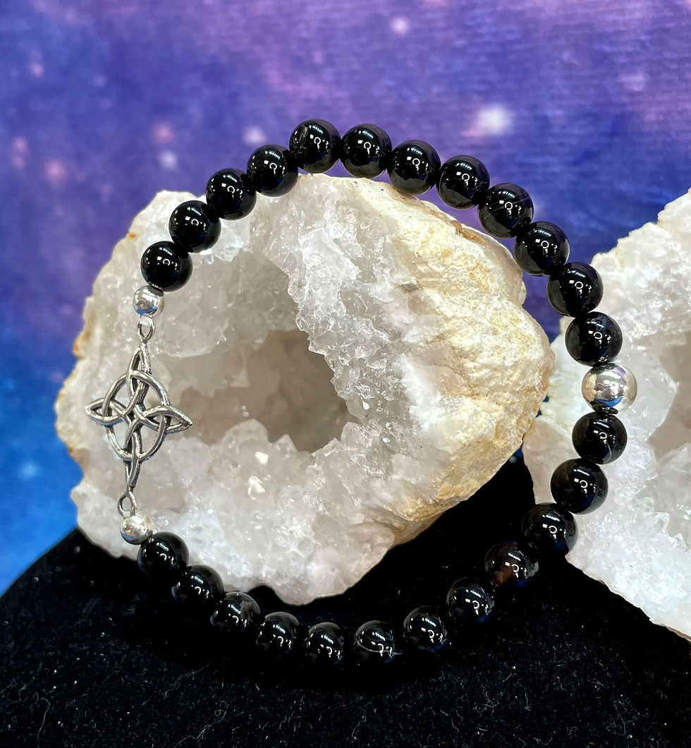 Miniatura: Pulsera Onix y amuleto nudo de bruja plata de ley