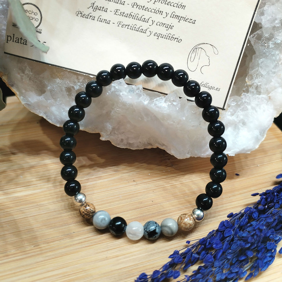 Miniatura: Pulsera Fases Lunares mineral y plata 