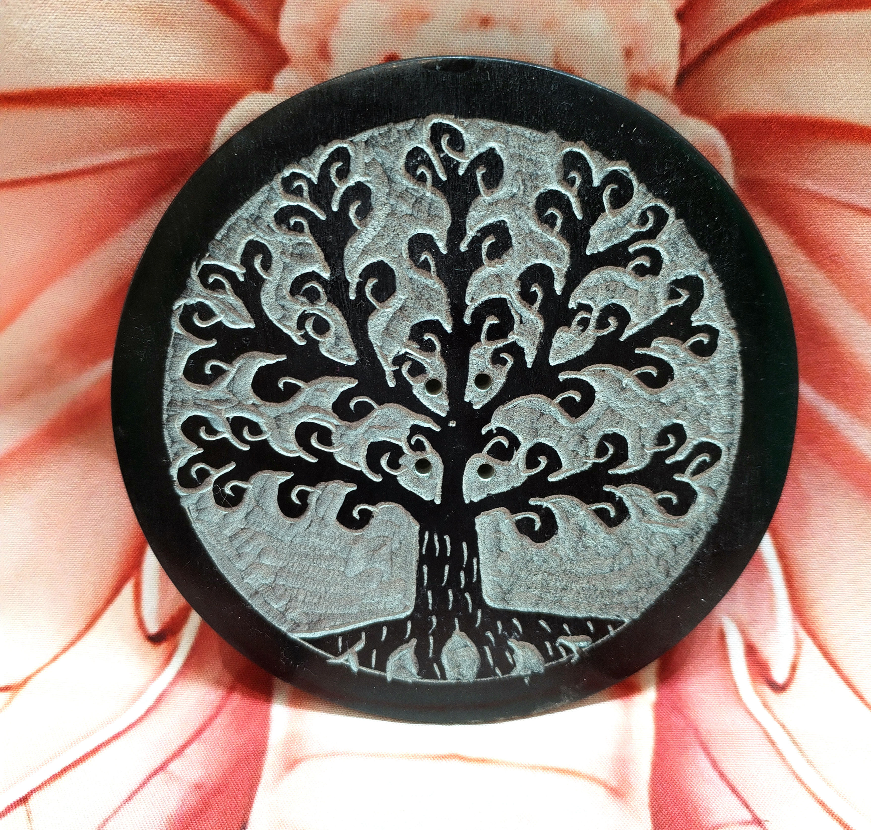 Portaincienso Árbol De La Vida Piedra Esteatita negrs