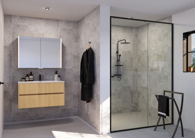 my Style 2.0 Echtholz Waschtischunterschrank mit Spiegelschrank