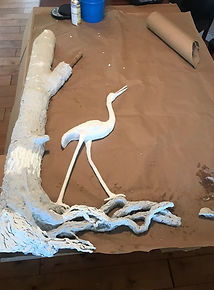 The process of sculpting a Heron