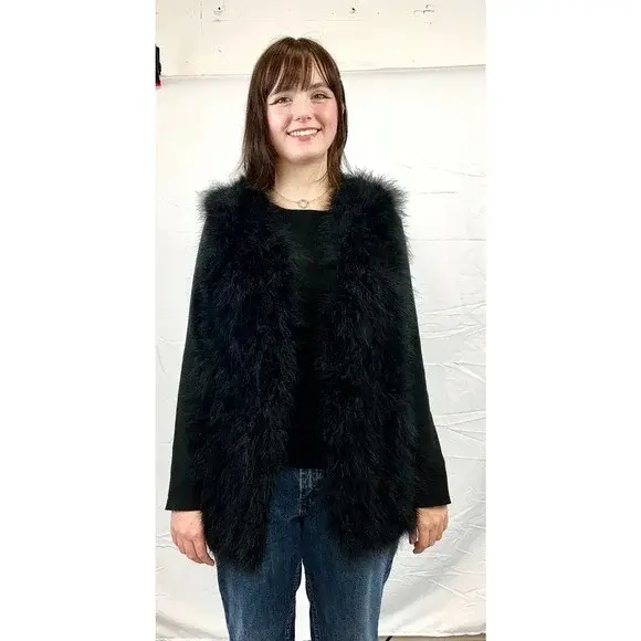 Belle Fare Osctrich Feather Vest Size M NWOT