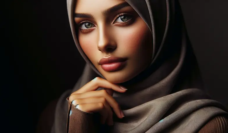 DALL·E 2024-02-07 19.25.31 - Create a portrait of a Muslim woman, focusing on her serene a