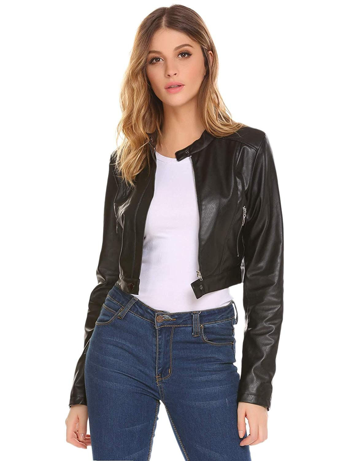 Luis Womens Black Short & Bold Lambskin Leather Peacoat Jacket