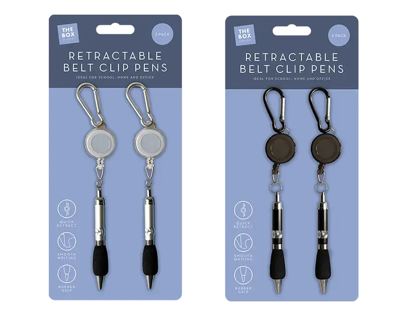 Retractable Belt Clip Pen 2pk