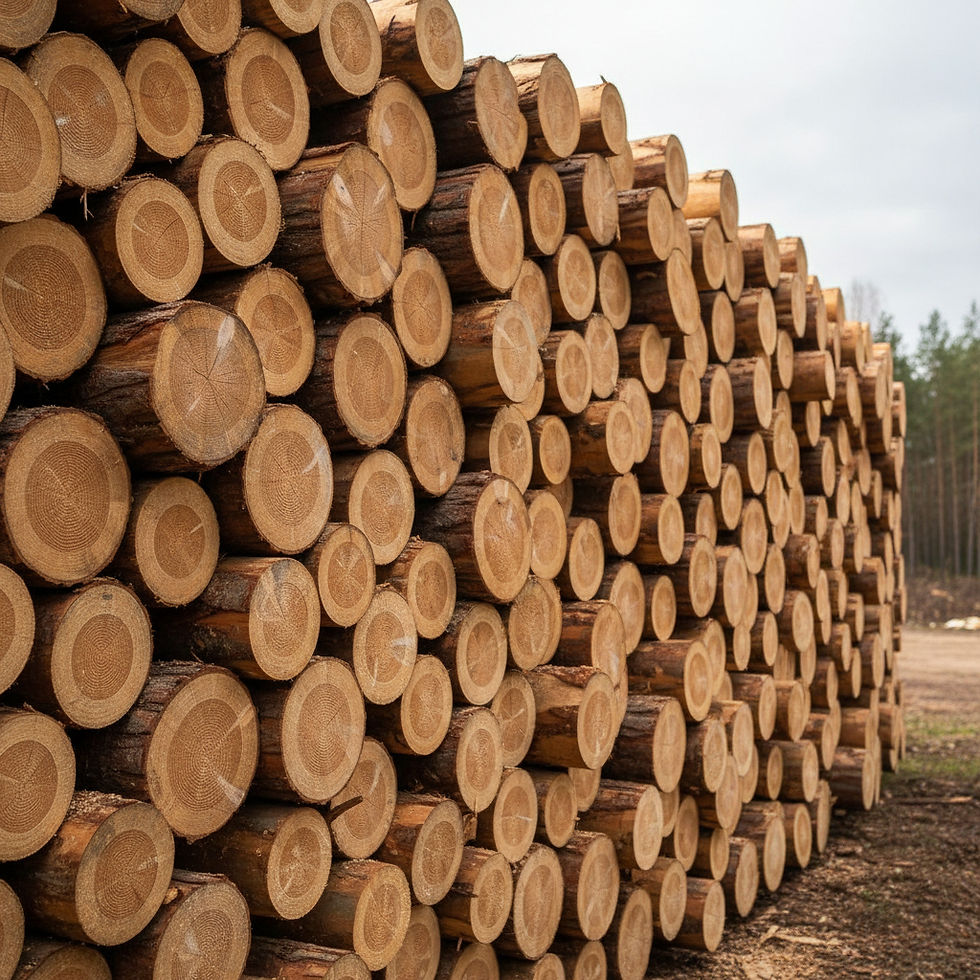 pine timber logs stacked