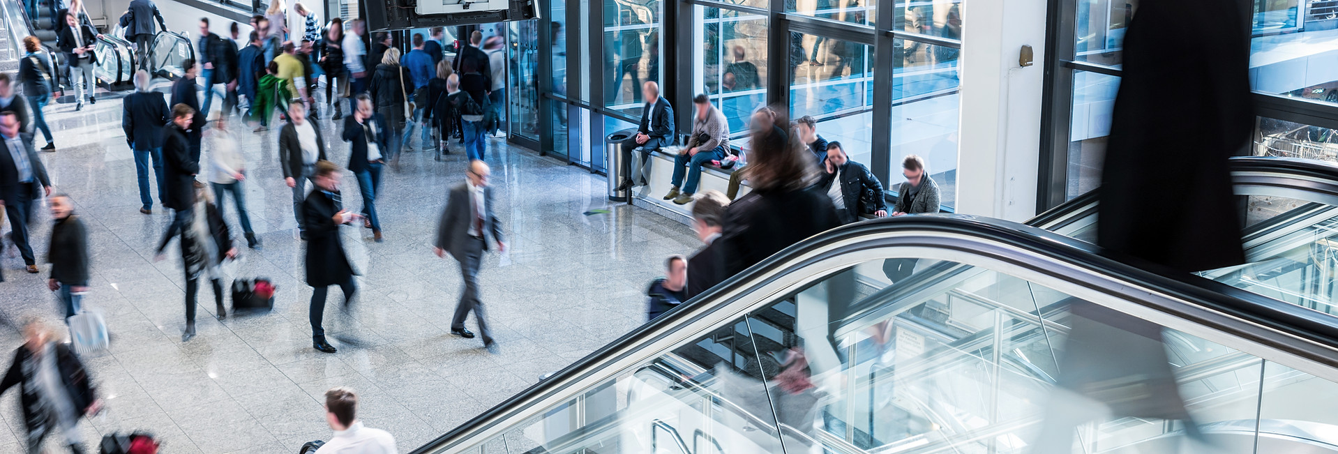 Busy Escalator Scene