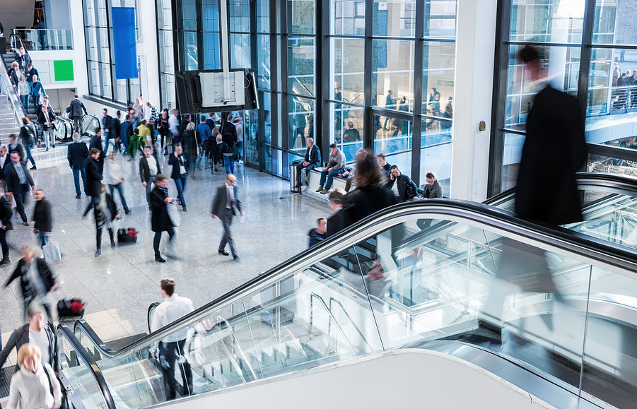 Busy Escalator Scene