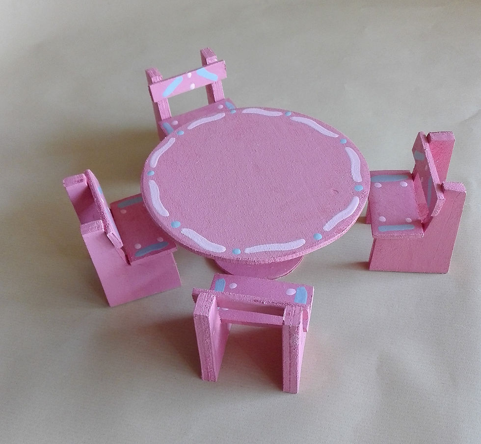 Miniatura: Mesa e 4 cadeiras pintadas