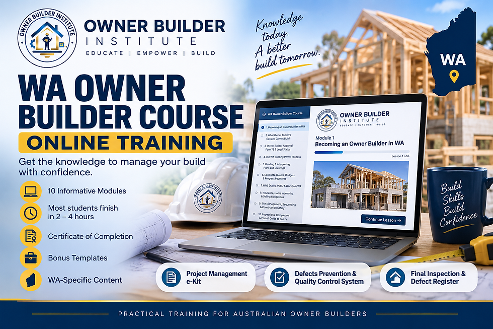 Owner Builder Course WA online training with 10 modules and WA-specific owner builder content