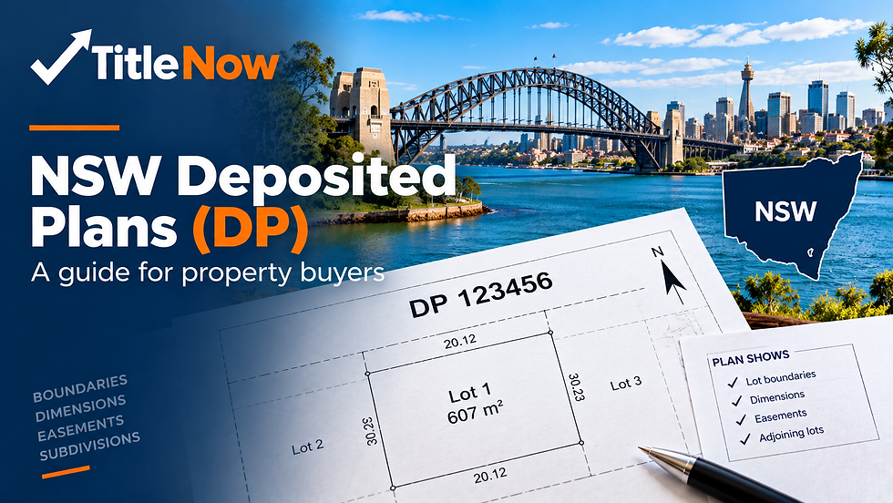 NSW deposited plan showing DP number, property lots and boundary informatio