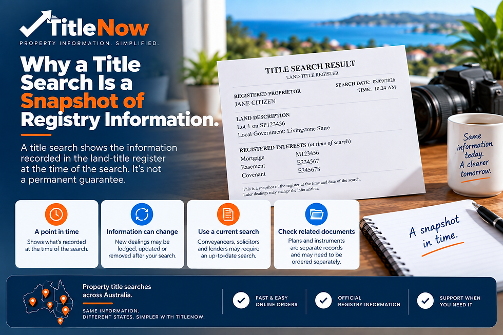Why title search information is a snapshot of the Australian land title register at the time of the search and may later change.