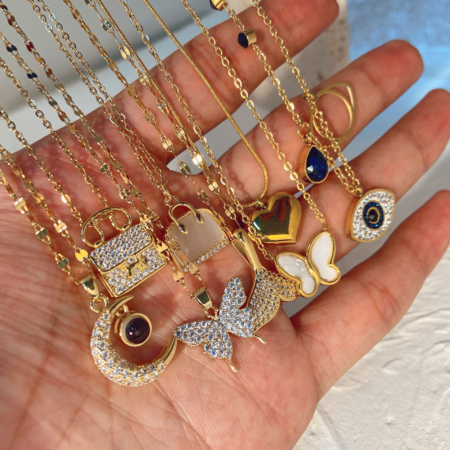$50 Or Less / Luxury Jewelry Stainless Steel Chain Chocker Gemstone