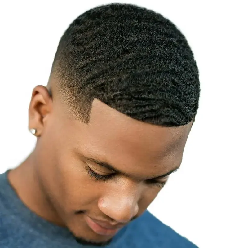 Men's Wigs / 6mm 8mm 10mm 12mm African American Men Wig Hairpiece