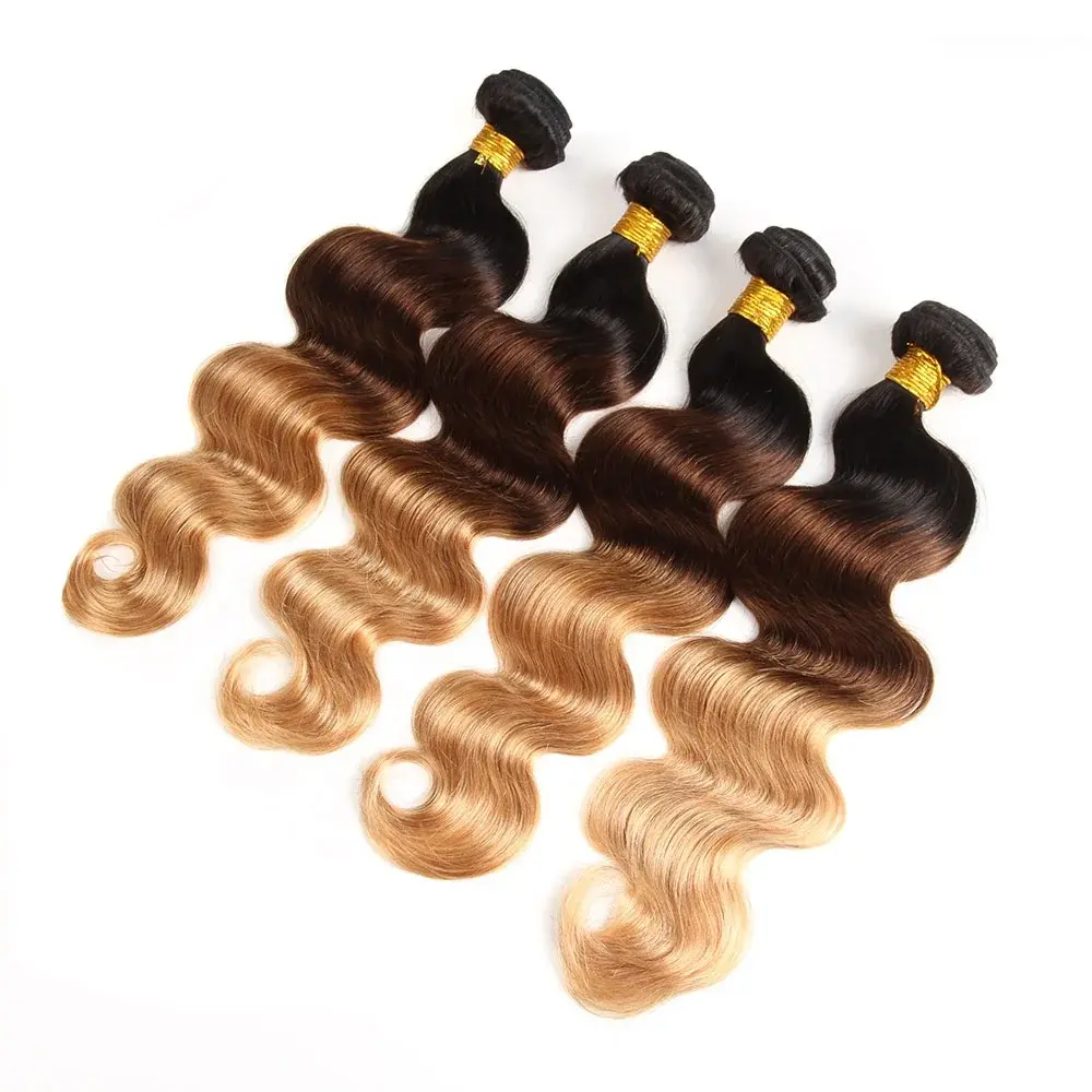 Wig Bundles / 1b/4/27 Body Wave Brazilian Human Hair Extensions High Quality