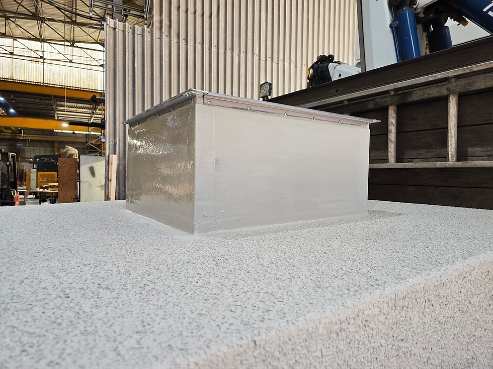 Close up of the TopBox Compact - Low-Profile GRP Roof Entry Systems by Hill Grwp Ltd