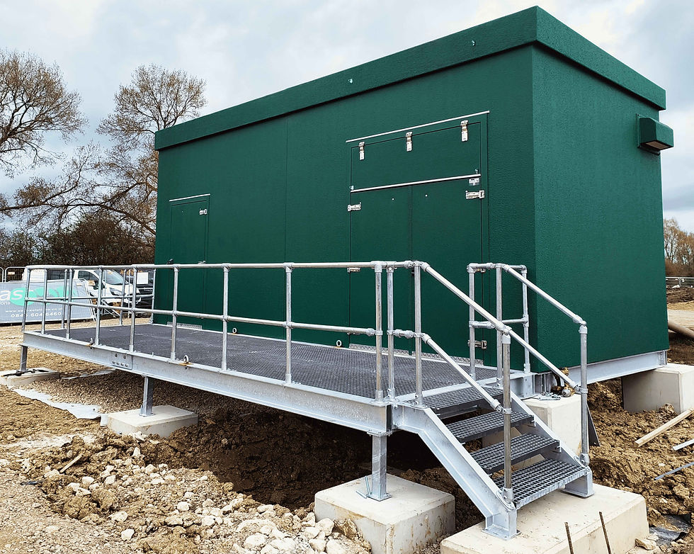 Steel Staircase and the Green Substation Kiosk by Hill Grwp