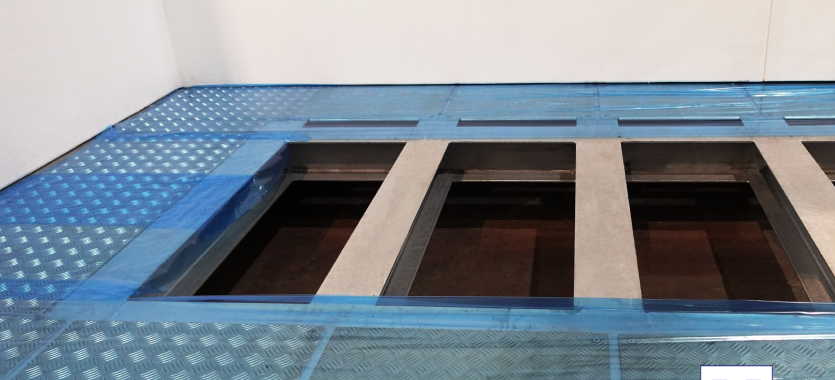 Galvanised steel base frame for GRP enclosure by Hill Grwp Ltd