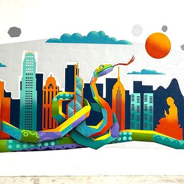 Our new mural at TKO: A work inspired by Tim March's visit, for the enjoyment of both young and old!