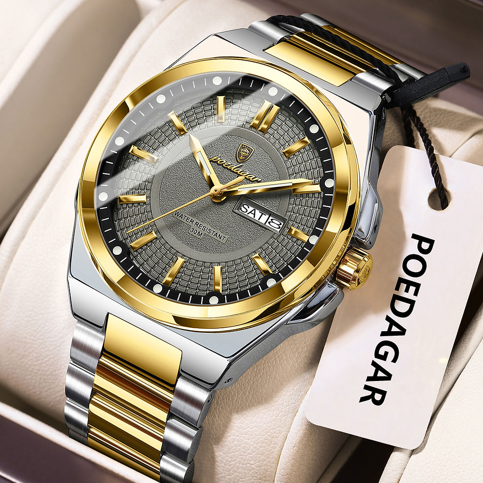 Thumbnail: POEDAGAR Men's Sport Quartz Watch – Date & Week Display