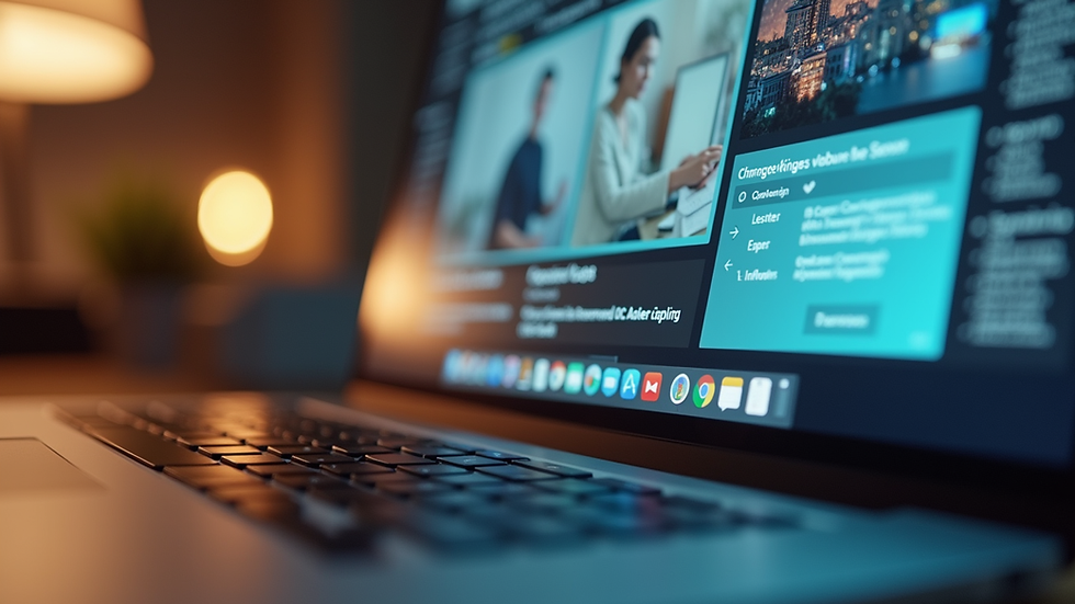 Eye-level view of a laptop screen displaying a website design interface