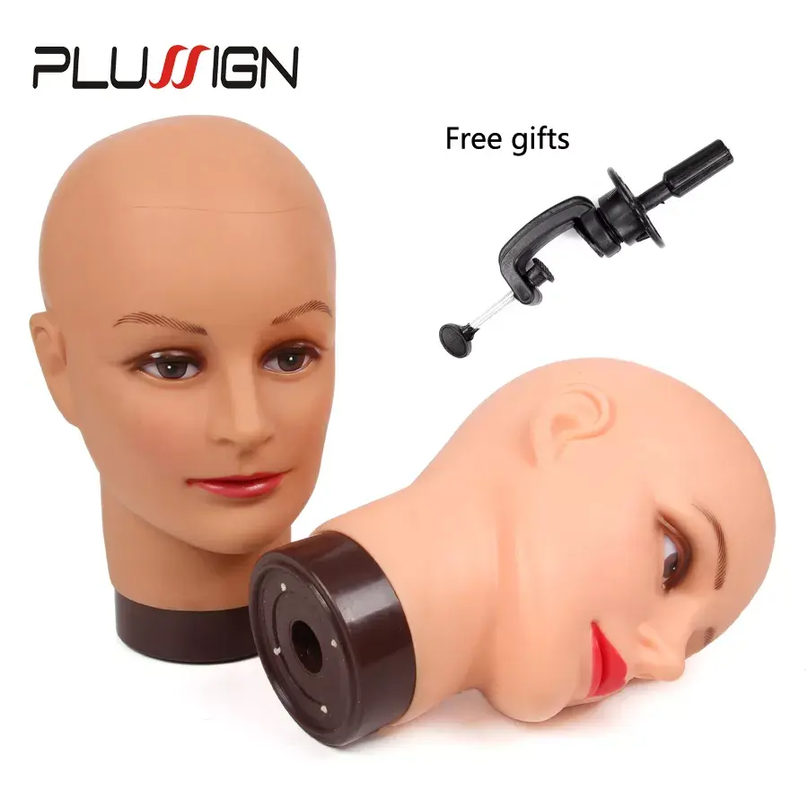 Plussign No Hair Bald Mannequin Head for Hats Wigs Lashes