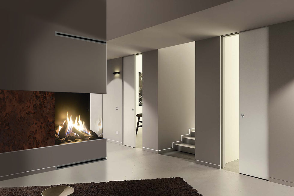 Modern designer fireplace glass surround