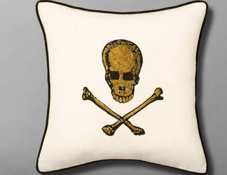 12"x12" Beaded Skull and Crossbones Square Throw