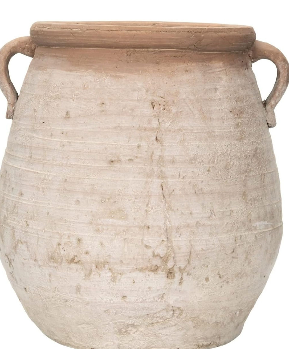 Creative Co-Op Large Orange & Whitewashed Terracotta Urn