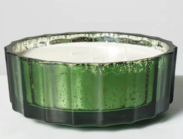 Green mercury glass candle
