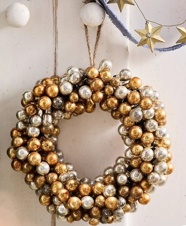Good Cheer Bauble Ornament Wreath, Metallic