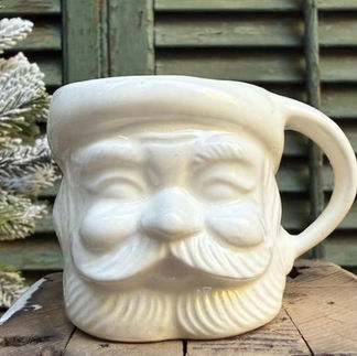 Vintage All White Santa Mug Crazed Santa Mug White