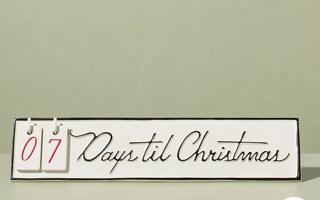 Days 'Til Christmas Countdown Metal Advent Calendar