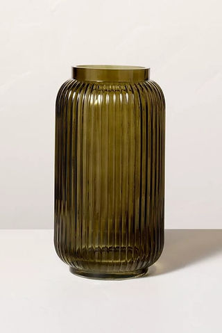 Ribbed Glass Jug Vase Dark Green - Hearth & Hand™ with