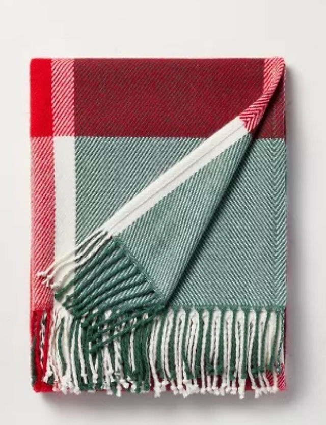 Festive Plaid Woven Christmas Throw Blanket
