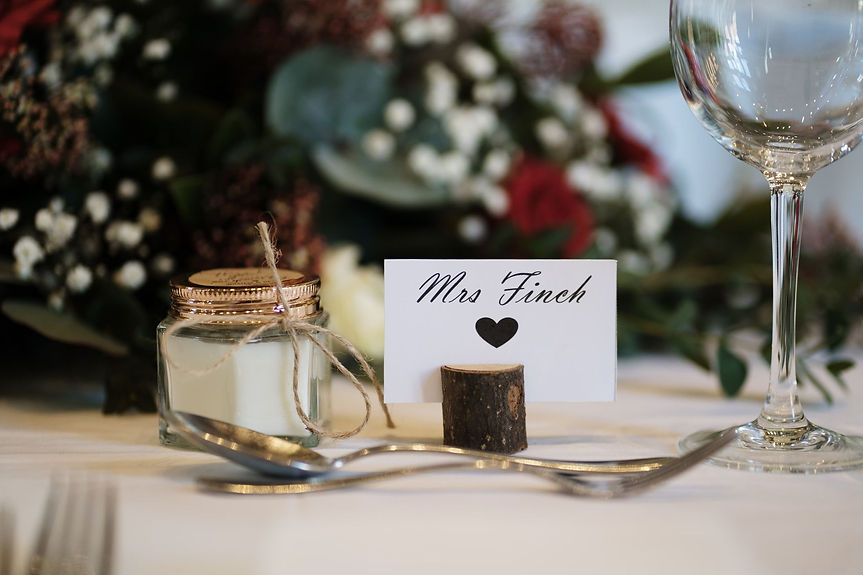 Name cards, log slice, stationary, hire
