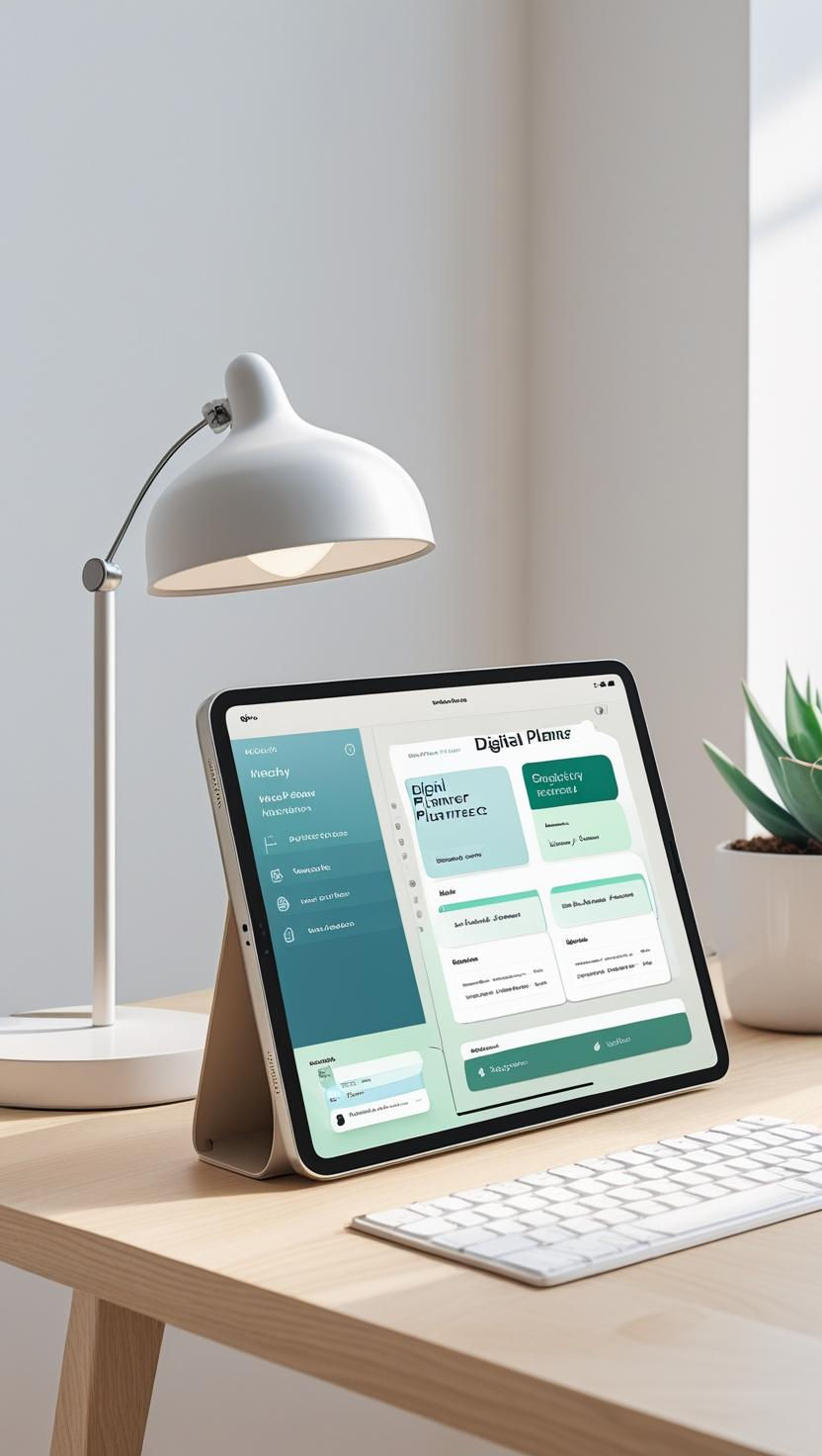 Digital productivity planner displayed on a tablet.
