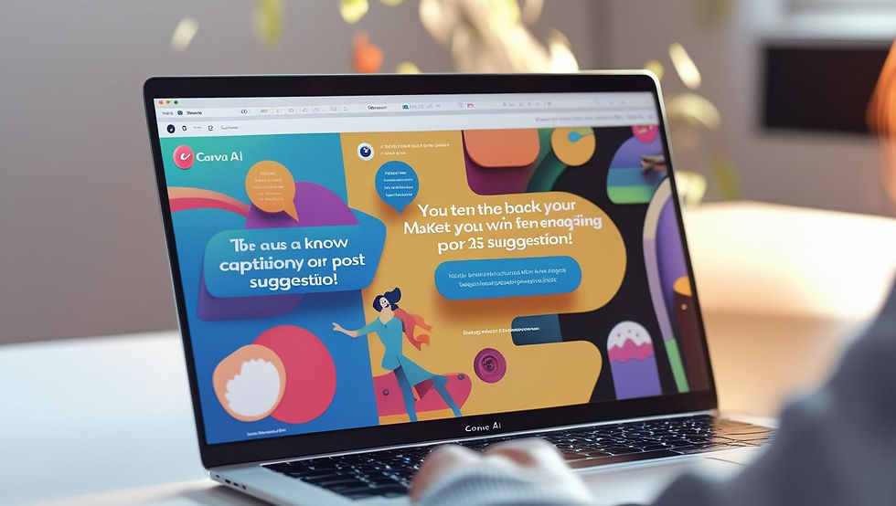 Laptop screen displaying Canva AI generated social media.