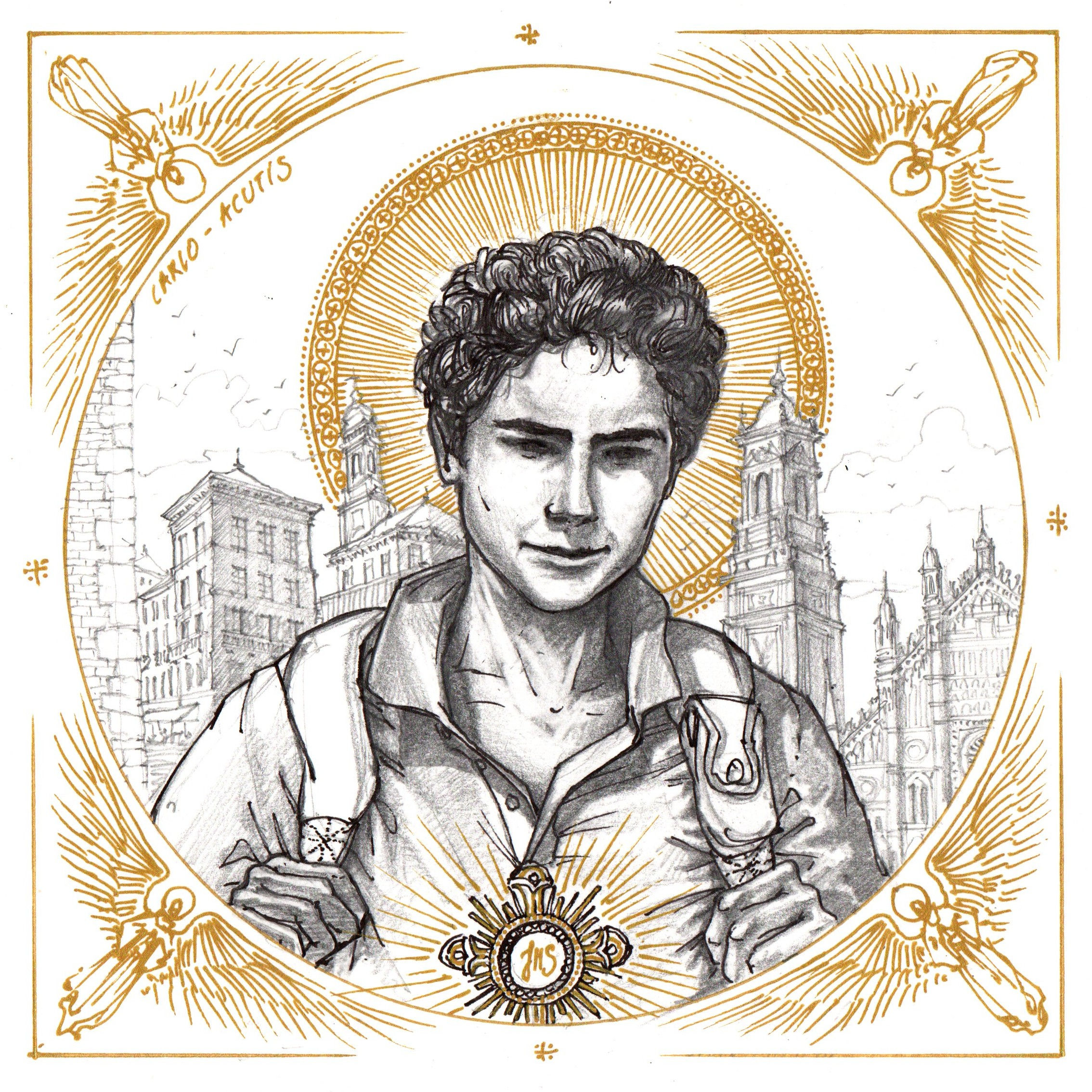 Portrait Saint Patron -30x30cm