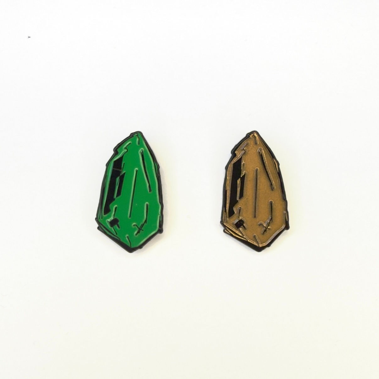 Elemental Nature Enamel Kyber Crystal Pin Set - Green and Bronze