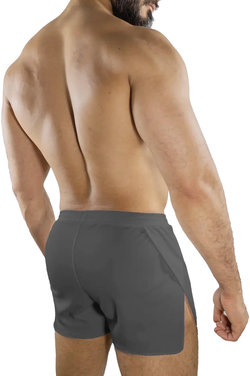 Pose espalda de Short abierto gris