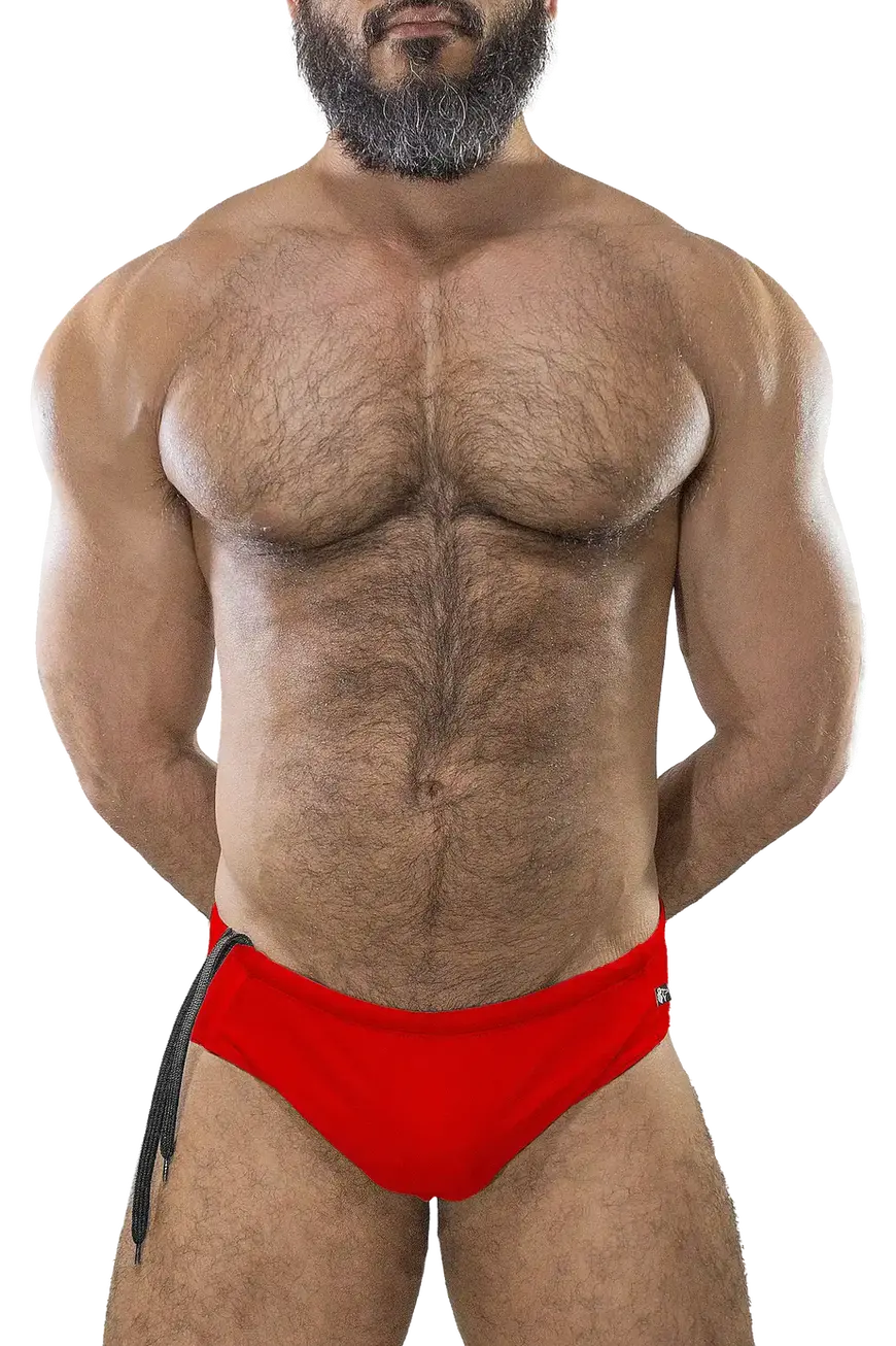 Pose frente de Sunga Brasileira rojo
