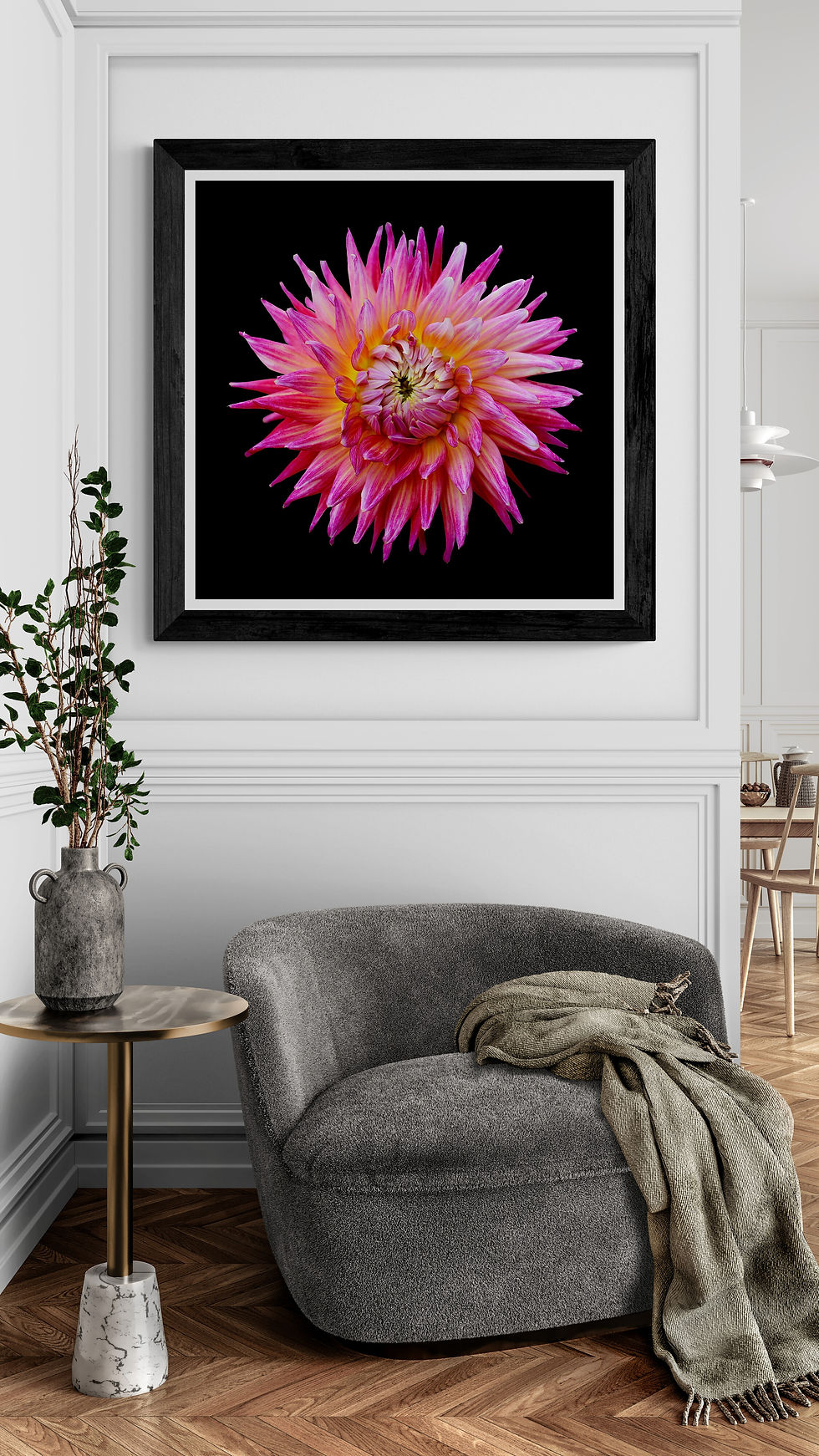 Pink Cactus Dahlia - square floral wall art - still life print - photography by Nadia Culph