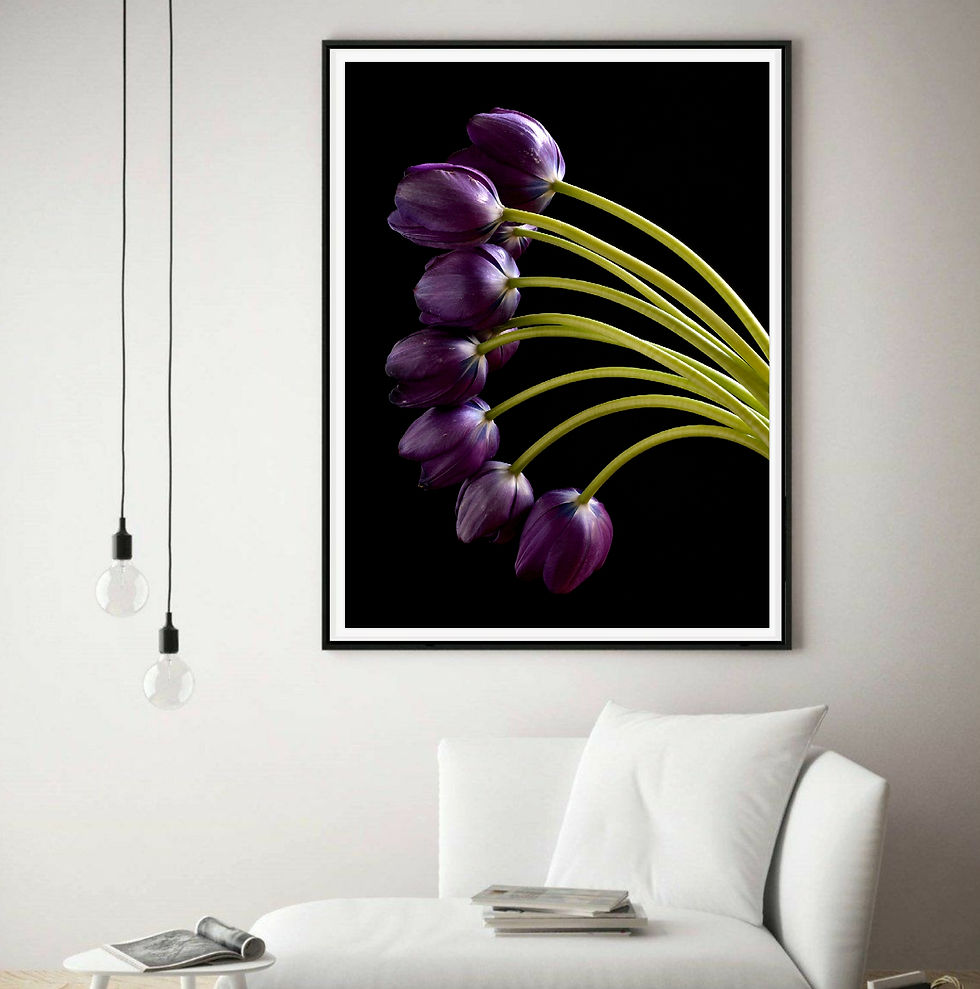 Purple Tulips ~ Moody Floral Artwork - Botanical wall art by Nadia Culph