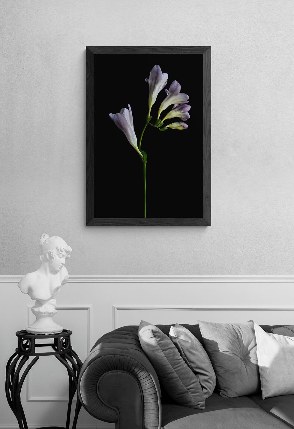 Purple Freesias print - Dark floral artwork - Botanical wall art - Digital download by Nadia Culph