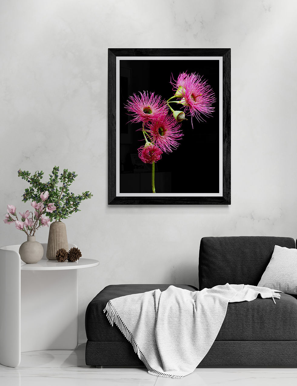 Pink Eucalyptus Flowers - Macro floral artwork - Australian botanical wall art - photography print by Nadia Culph