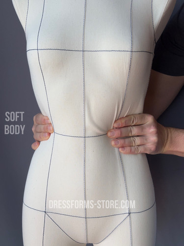 Anatomical Dress Form Slim Figure, Construction Lines Anatomical Dress Form Slim Figure, Construction Lines