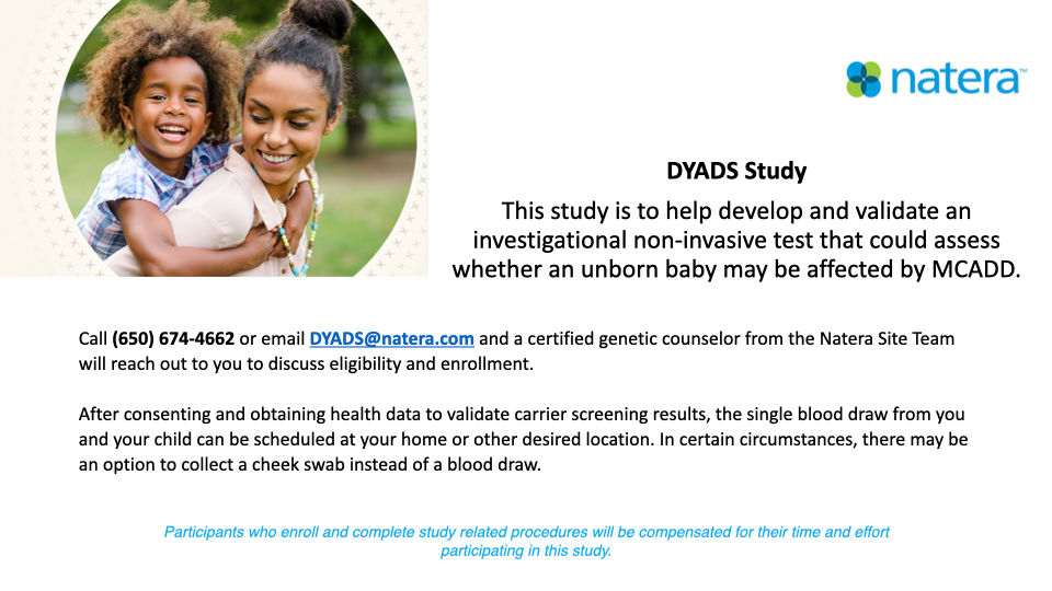 Nateria MCADD Study Participants Needed